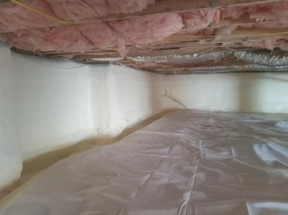 Crawl space encapsulation with closed-cell spray foam for Roof Leak Repair in Heber